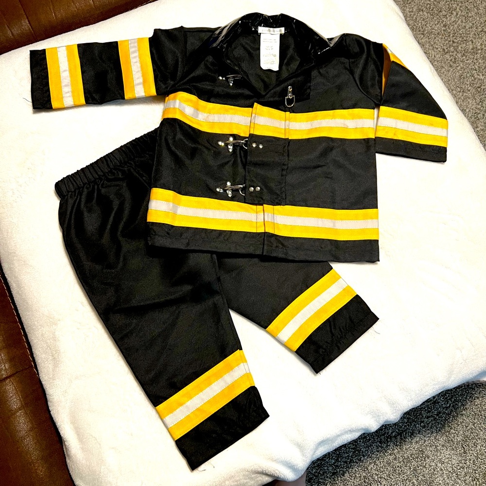 3T Fireman costume frame Pottery-barn kids  with fire truck wagon cover Target.